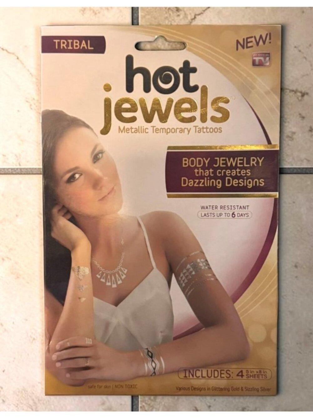 Hot Jewels Metallic Temporary Tattoos Body Jewelry - Tribal 4 Sheets